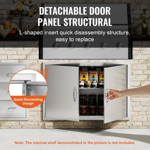 BBQ Access Door 39W x 26H Inch Double Outdoor Kitchen Door Stainless Steel