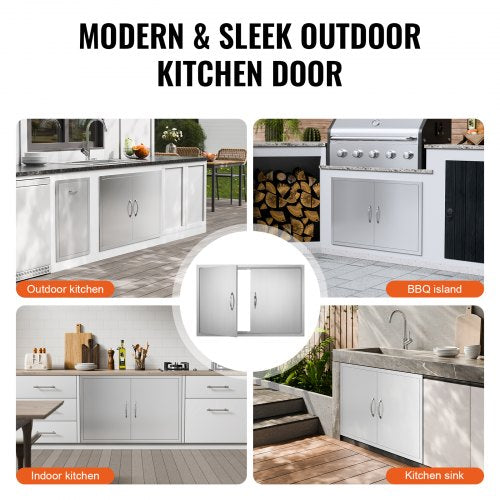 BBQ Access Door 39W x 26H Inch Double Outdoor Kitchen Door Stainless Steel
