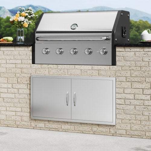 BBQ Access Door 42W x 21H Inch Double Outdoor Kitchen Door Stainless Steel