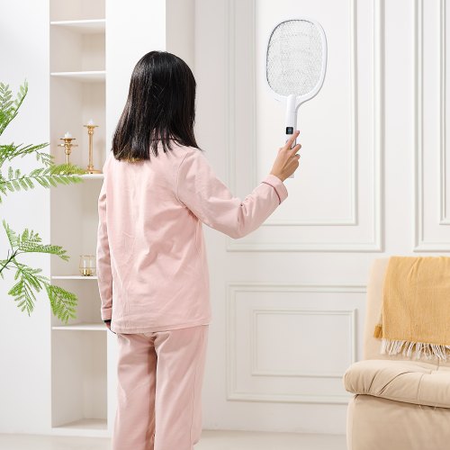 Electric Fly Swatter Zapper Racket with 3 Layers Mesh Digital Screen