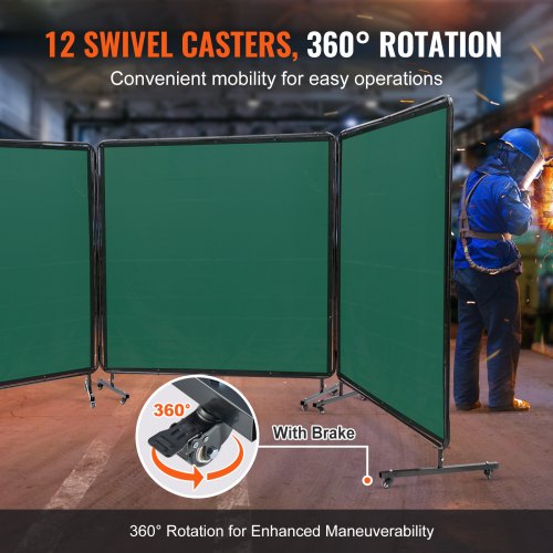 Welding Screen with Frame 6 x 6 3 Panel Welding Curtain Screens