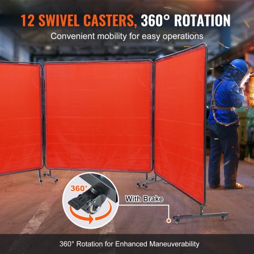 Welding Screen with Frame 6 x 6 3 Panel Welding Curtain Screens