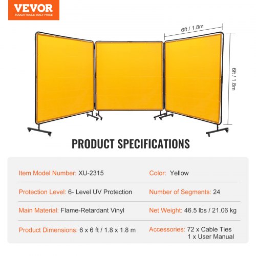 Welding Screen with Frame 6 x 6 3 Panel Welding Curtain Screens
