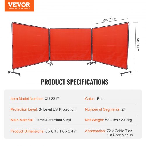 Welding Screen with Frame 6 x 8 3 Panel Welding Curtain Screens