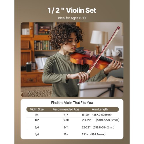 Violin 12 Size for Adults Violin Fiddle Set for Beginners Student with Hard Case
