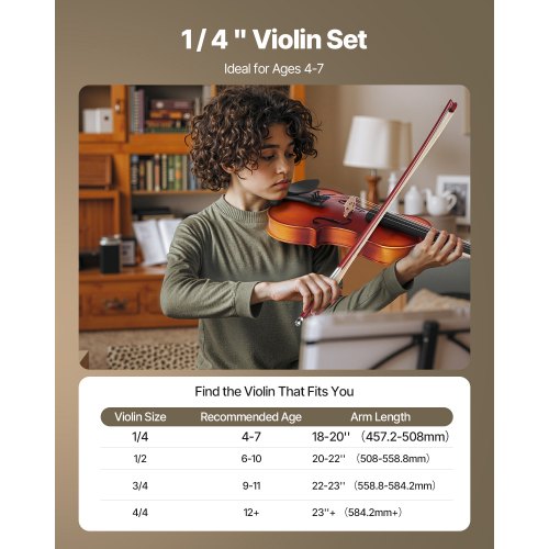 Violin 14 Size for Adults Violin Fiddle Set for Beginners Student with Hard Case
