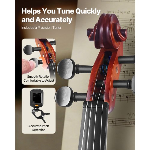 Violin 34 Size for Adults Violin Fiddle Set for Beginners Student with Hard Case