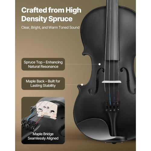 Violin 44 Full Size for Adults Violin Fiddle Set for Beginners Student