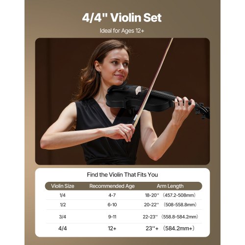 Violin 44 Full Size for Adults Violin Fiddle Set for Beginners Student