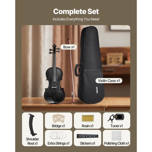 Violin 44 Full Size for Adults Violin Fiddle Set for Beginners Student
