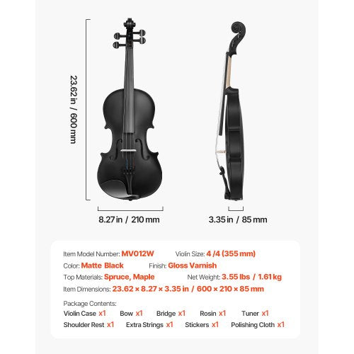 Violin 44 Full Size for Adults Violin Fiddle Set for Beginners Student