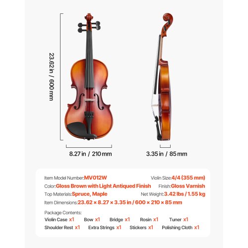 Violin 44 Full Size for Adults Violin Fiddle Set for Beginners Student 1