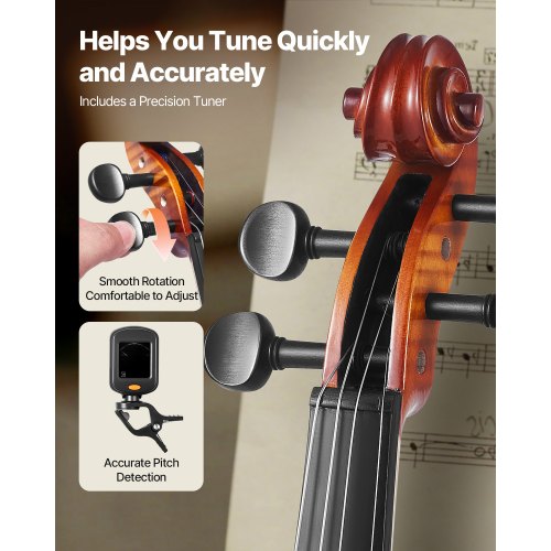 Violin 44 Full Size for Adults Violin Fiddle Set for Beginners Student 2