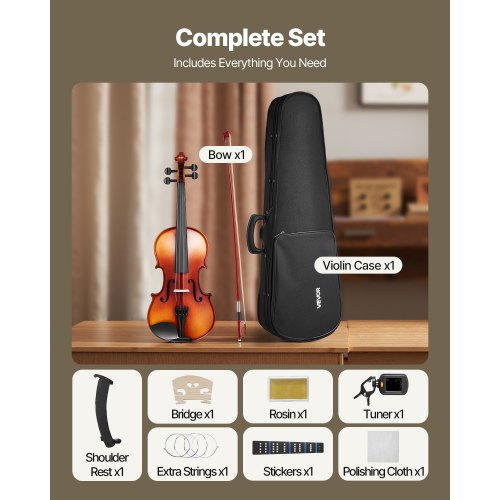Violin 44 Full Size for Adults Violin Fiddle Set for Beginners Student 2