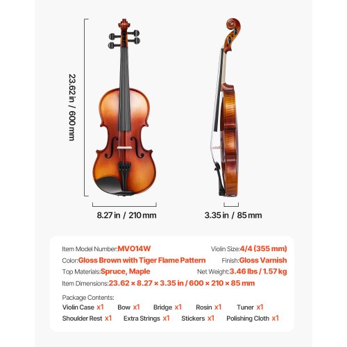 Violin 44 Full Size for Adults Violin Fiddle Set for Beginners Student 2