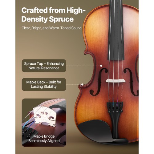 Violin 44 Full Size for Adults Violin Fiddle Set for Beginners Student 3