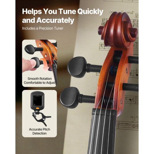 Violin 44 Full Size for Adults Violin Fiddle Set for Beginners Student 3