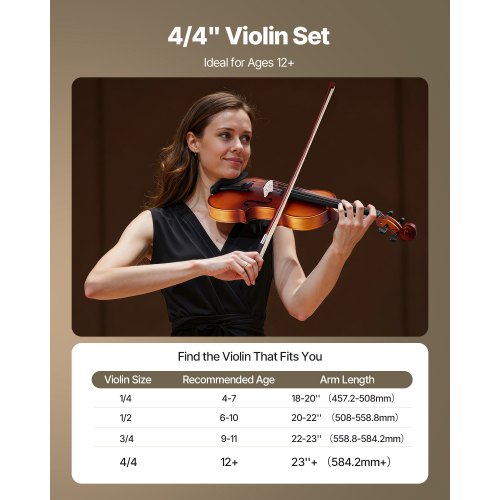 Violin 44 Full Size for Adults Violin Fiddle Set for Beginners Student 3