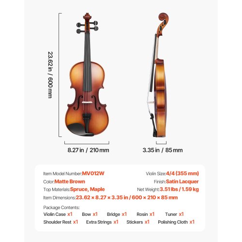 Violin 44 Full Size for Adults Violin Fiddle Set for Beginners Student 3