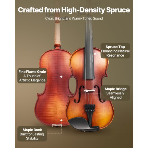 Violin 44 Full Size for Adults Violin Fiddle Set for Beginners Student 4