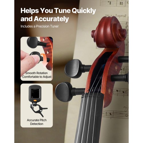 Violin 44 Full Size for Adults Violin Fiddle Set for Beginners Student 4