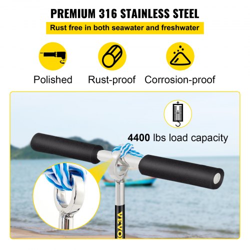 Sand Anchor 36 Length Auger to The Beach and Sandbar 316 Stainless Steel