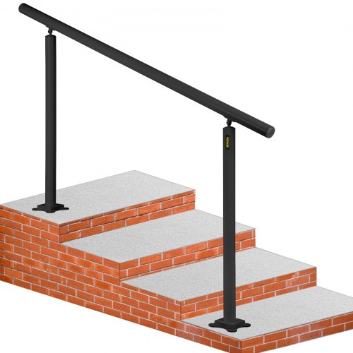 Outdoor Stair Railing Kit 5 FT Handrails 05 Steps Adjustable Angle Black