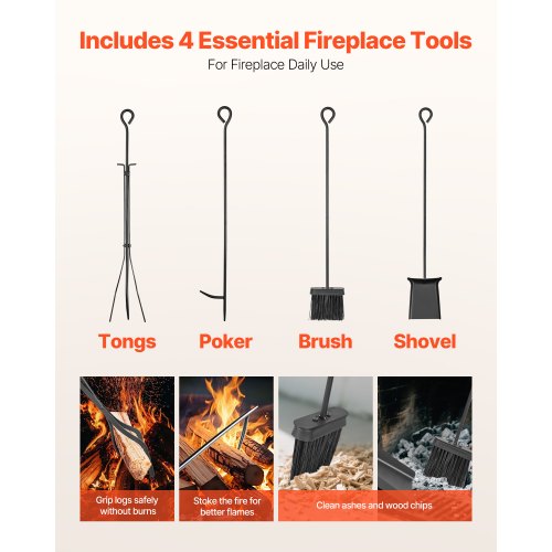 Indoor Firewood Rack 1.3 ft 2Tier Firewood Holder with Fireplace Tools