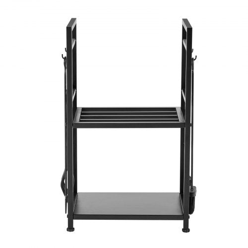 Indoor Firewood Rack 1.3 ft 2Tier Firewood Holder with Fireplace Tools