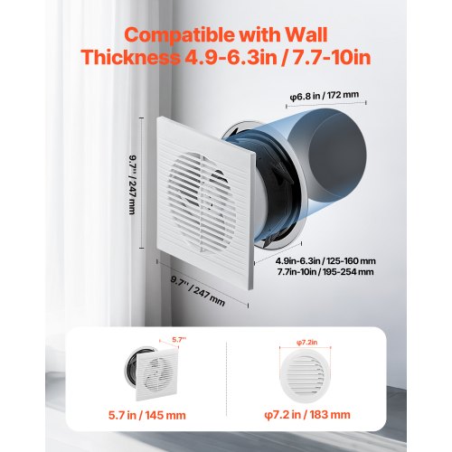 6 inch ThroughTheWall Ventilation Fan 110 CFM Through Wall Exhaust Fan