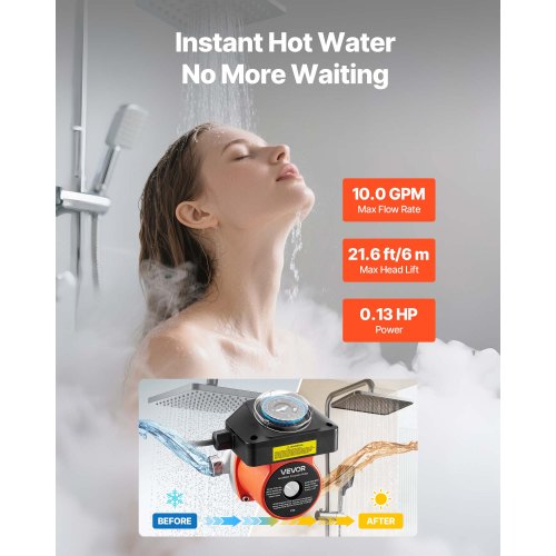 Hot Water Recirculating Pump with Bypass Valve Instant Recirculation Pump