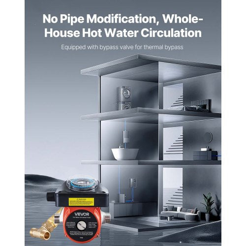 Hot Water Recirculating Pump with Bypass Valve Instant Recirculation Pump