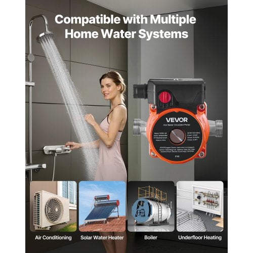 Hot Water Recirculating Pump 10 GPM Instant Circulation Circulator Pump