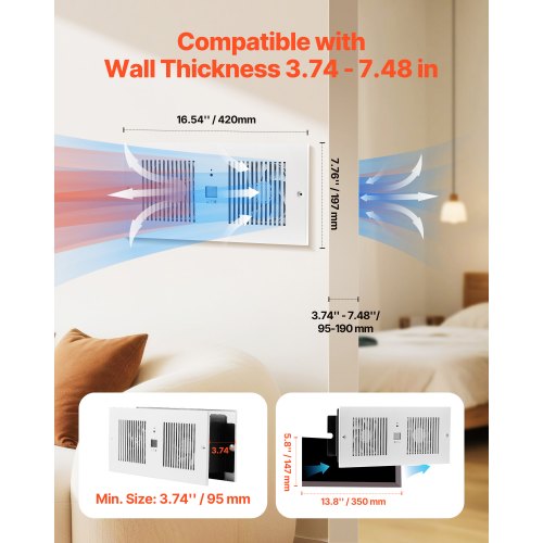 4Inch Room to Room Fan 2in1 300 CFM Through Wall Fan with Remote Control