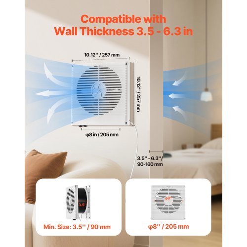 75Inch Room to Room Fan Through Wall Fan with AC Motor Bidirectional