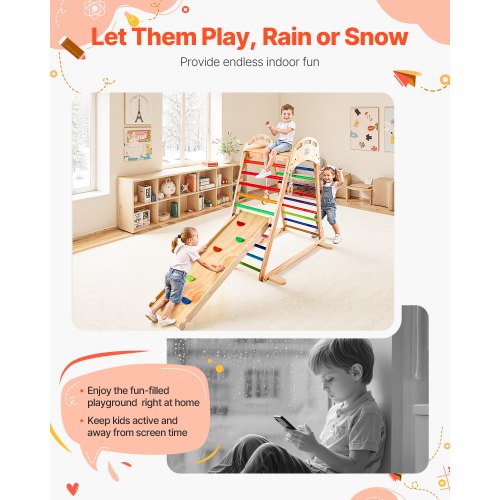 Indoor Playground Jungle Gym 4in1 Wooden Indoor Playground Playset