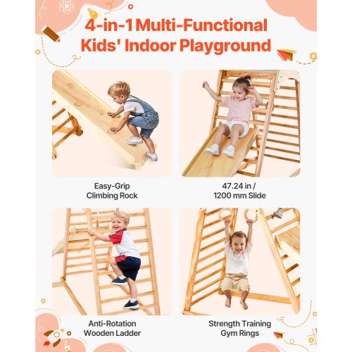 Indoor Playground Jungle Gym 4in1 Wooden Indoor Playground Climbing Toys