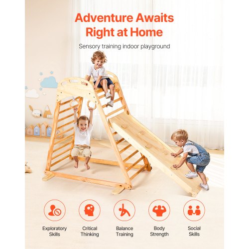 Indoor Playground Jungle Gym 4in1 Wooden Indoor Playground Climbing Toys