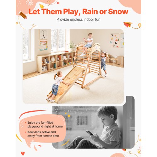 Indoor Playground Jungle Gym 4in1 Wooden Indoor Playground Climbing Toys