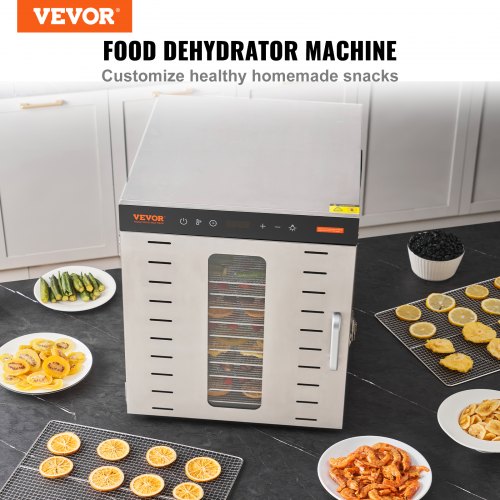 Food Dehydrator Machine 10 Stainless Steel Trays 1000W Electric Food Dryer