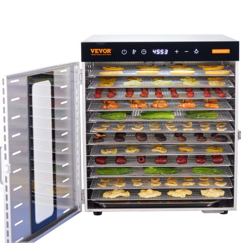 Food Dehydrator Machine 10 Stainless Steel Trays 1000W Electric Food Dryer
