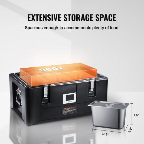 Insulated Food Pan Carrier 36Qt Capacity Stackable Catering Hot Box with 3
