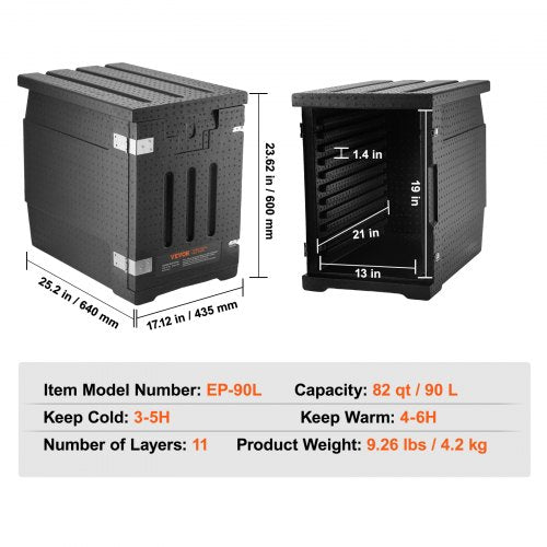 Insulated Food Pan Carrier 82 Qt Hot Box for Catering LLDPE Food Box