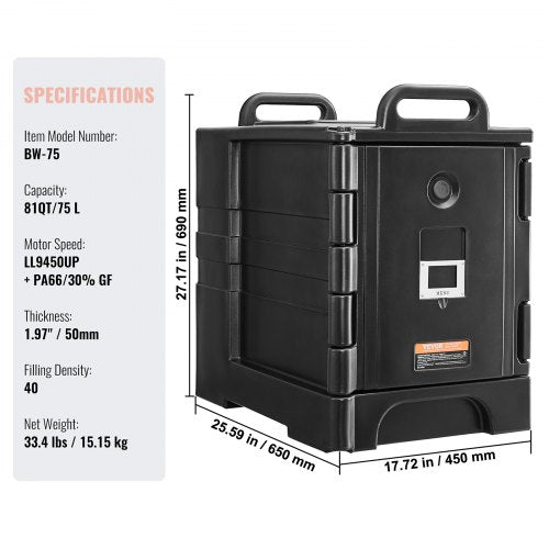Insulated Food Pan Carrier 81 Qt Hot Box for Catering Food Box Carrier