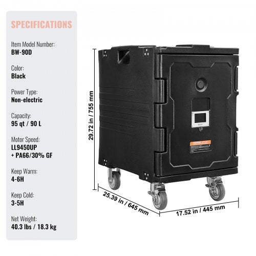 Insulated Food Pan Carrier 95 Qt Hot Box for Catering Food Box Carrier