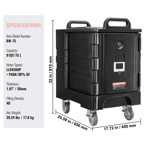 Insulated Food Pan Carrier 81 Qt Hot Box for Catering Food Box Carrier