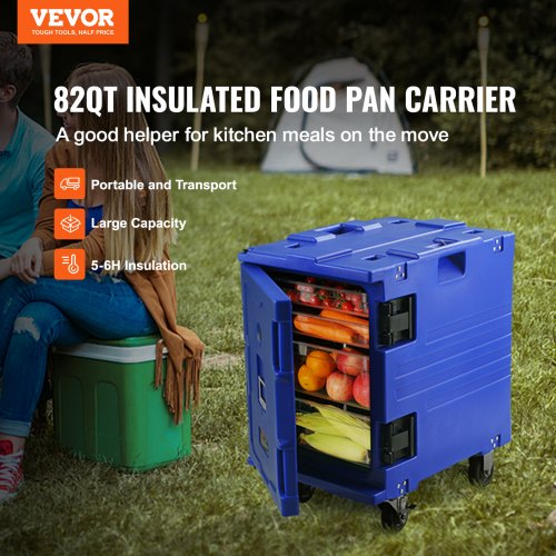 Insulated Food Pan Carrier 82 Qt Hot Box for Catering LLDPE Food Box