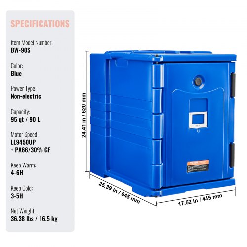 Insulated Food Pan Carrier 95 Qt Hot Box for Catering Food Box Carrier