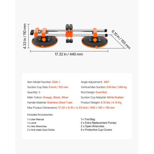 Seamless Seam Setter 2 Packs Granite Seam Setter with 6 in Vacuum Suction