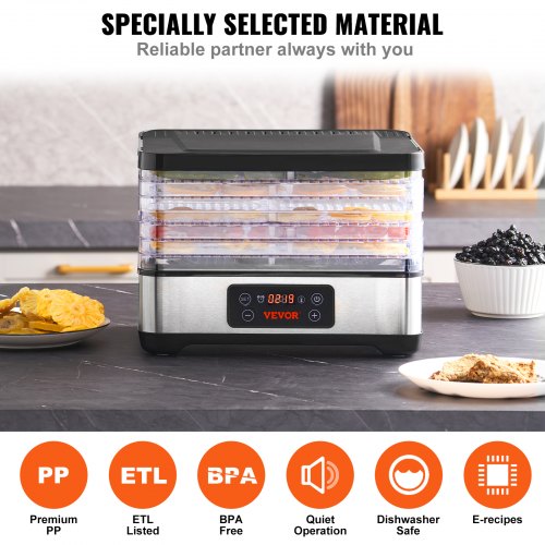 Food Dehydrator Machine 5Tray Fruit Dehydrator 300W Electric Food Dryer